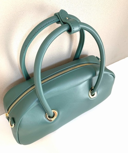 Casselini（キャセリーニ）の「Eyelet wide boston（ボストンバッグ・レディース・ダークグリーン/アイボリー・MEDIUM）」の6枚目の写真