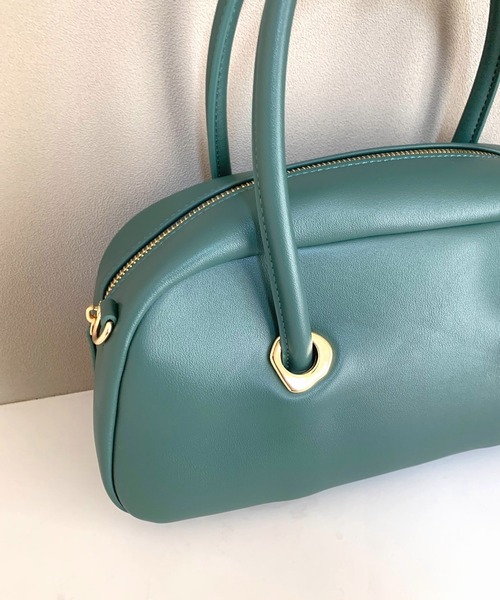 Casselini（キャセリーニ）の「Eyelet wide boston（ボストンバッグ・レディース・ダークグリーン/アイボリー・MEDIUM）」の8枚目の写真