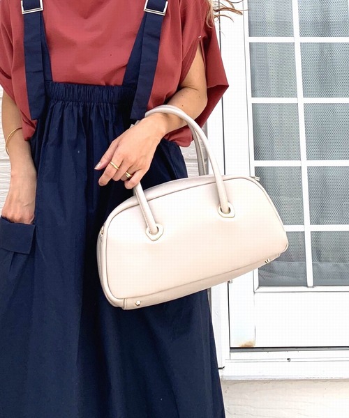 Casselini（キャセリーニ）の「Eyelet wide boston（ボストンバッグ・レディース・ダークグリーン/アイボリー・MEDIUM）」の11枚目の写真