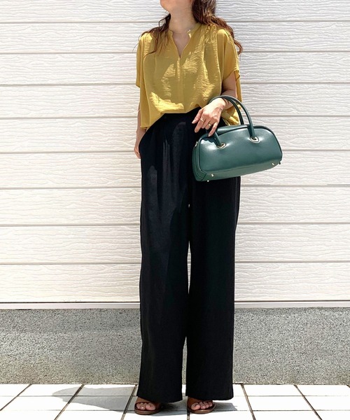 Casselini（キャセリーニ）の「Eyelet wide boston（ボストンバッグ・レディース・ダークグリーン/アイボリー・MEDIUM）」の15枚目の写真