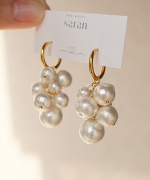 saran jewelry/ビック コットンパール フープピアス