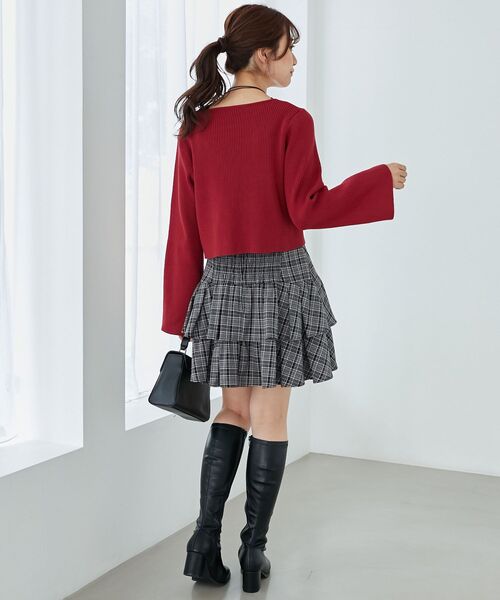 MAJESTIC LEGON（マジェスティックレゴン）の「リボンエンブロイダリーカーディガン（カーディガン/ボレロ・レディース・アイボリー/ピンク/ライトグレー/ブラック/ボルドー・MEDIUM）」の12枚目の写真