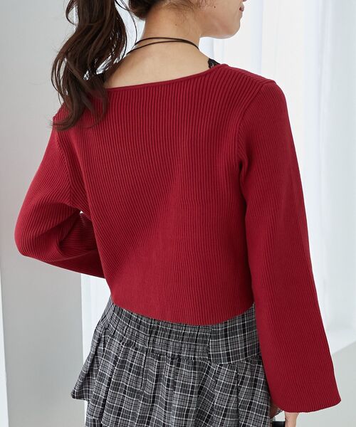 MAJESTIC LEGON（マジェスティックレゴン）の「リボンエンブロイダリーカーディガン（カーディガン/ボレロ・レディース・アイボリー/ピンク/ライトグレー/ブラック/ボルドー・MEDIUM）」の16枚目の写真