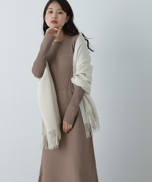 N.（N. Natural Beauty Basic）（エヌエヌナチュラルビューティーベーシック）の「◆ビスチェドッキングニットワンピース（ワンピース・レディース・ブラック/ベージュ/チャコールグレー・MEDIUM）」の3枚目の写真