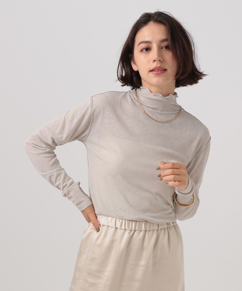 BAYFLOW（ベイフロー）の「[清涼感のあるシアー素材]シアータートルプルオーバー（Tシャツ/カットソー・レディース・アイボリー/ライトグリーン/グレー・FREE）」の2枚目の写真