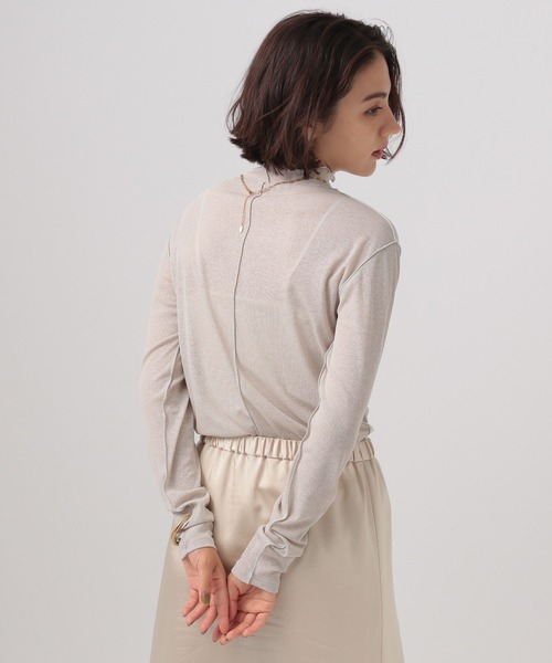 BAYFLOW（ベイフロー）の「[清涼感のあるシアー素材]シアータートルプルオーバー（Tシャツ/カットソー・レディース・アイボリー/ライトグリーン/グレー・FREE）」の7枚目の写真