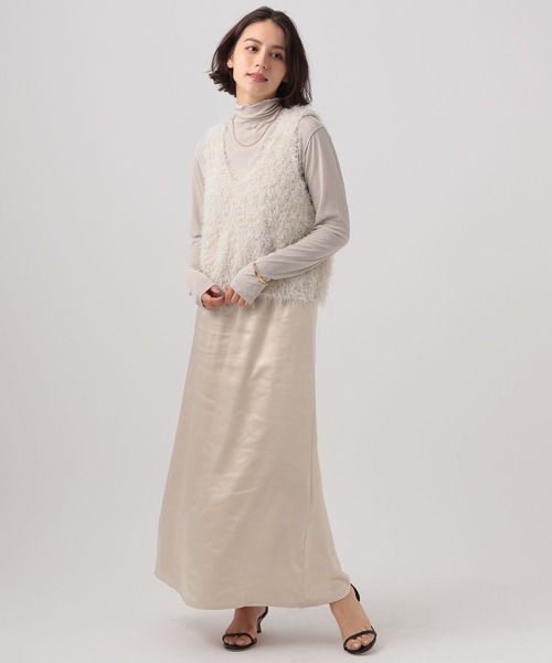 BAYFLOW（ベイフロー）の「[清涼感のあるシアー素材]シアータートルプルオーバー（Tシャツ/カットソー・レディース・アイボリー/ライトグリーン/グレー・FREE）」の8枚目の写真