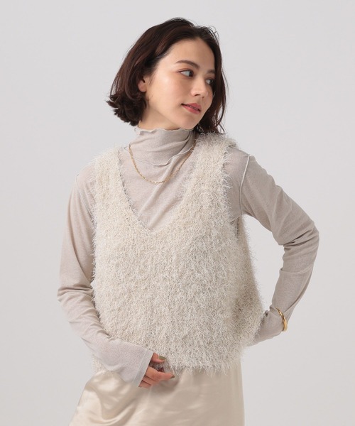 BAYFLOW（ベイフロー）の「[清涼感のあるシアー素材]シアータートルプルオーバー（Tシャツ/カットソー・レディース・アイボリー/ライトグリーン/グレー・FREE）」の9枚目の写真