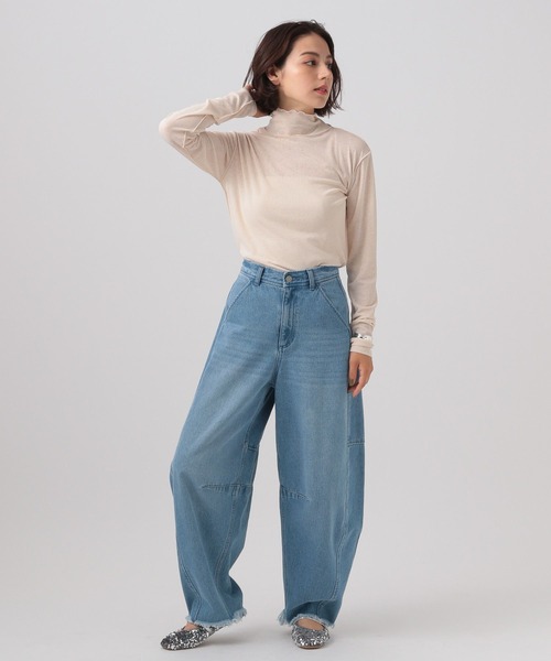 BAYFLOW（ベイフロー）の「[清涼感のあるシアー素材]シアータートルプルオーバー（Tシャツ/カットソー・レディース・アイボリー/ライトグリーン/グレー・FREE）」の14枚目の写真