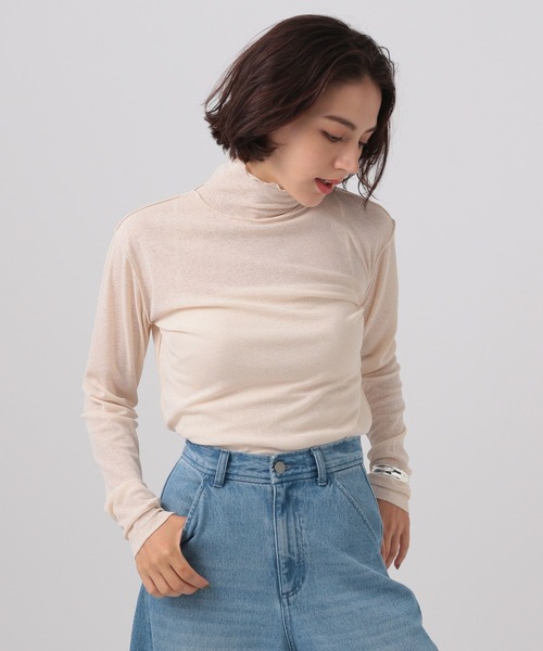 BAYFLOW（ベイフロー）の「[清涼感のあるシアー素材]シアータートルプルオーバー（Tシャツ/カットソー・レディース・アイボリー/ライトグリーン/グレー・FREE）」の15枚目の写真