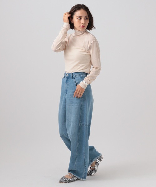 BAYFLOW（ベイフロー）の「[清涼感のあるシアー素材]シアータートルプルオーバー（Tシャツ/カットソー・レディース・アイボリー/ライトグリーン/グレー・FREE）」の16枚目の写真