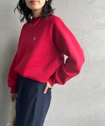 [GYMPHLEX/ジムフレックス] スイングスリーブ ワンポイントロゴ刺繍クルーネックスウェット