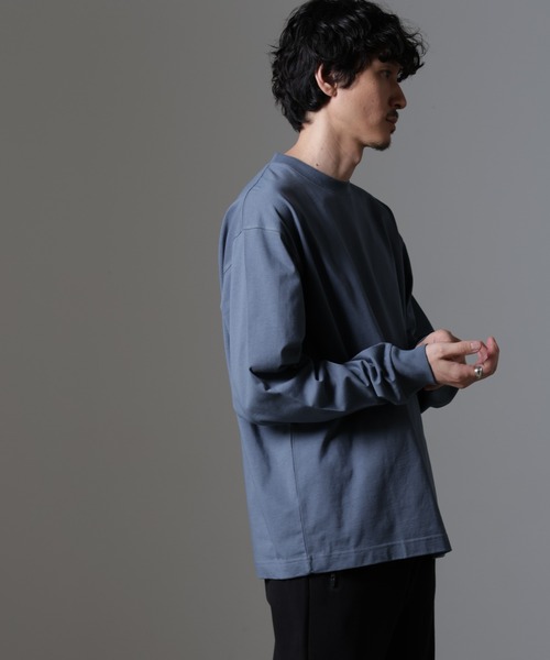 NANO universe（ナノユニバース）の「ビッグシルエットワンポイントTシャツ 長袖（Tシャツ/カットソー・メンズ・ホワイト/ライトグレー/ブラック/ブルーグレー・M/L）」の18枚目の写真