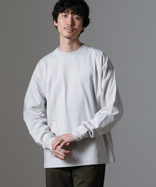 NANO universe（ナノユニバース）の「ビッグシルエットワンポイントTシャツ 長袖（Tシャツ/カットソー・メンズ・ホワイト/ライトグレー/ブラック/ブルーグレー・M/L）」の12枚目の写真