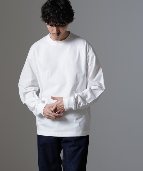 NANO universe（ナノユニバース）の「ビッグシルエットワンポイントTシャツ 長袖（Tシャツ/カットソー・メンズ・ホワイト/ライトグレー/ブラック/ブルーグレー・M/L）」の22枚目の写真