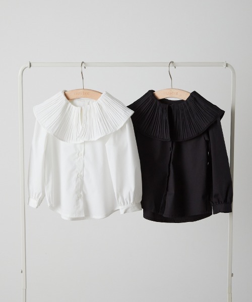 riziere（リジェール）の「プリーツカラーブラウス（シャツ/ブラウス・キッズ・ホワイト/ブラック・90/100/110/120/130/140/150）」の6枚目の写真