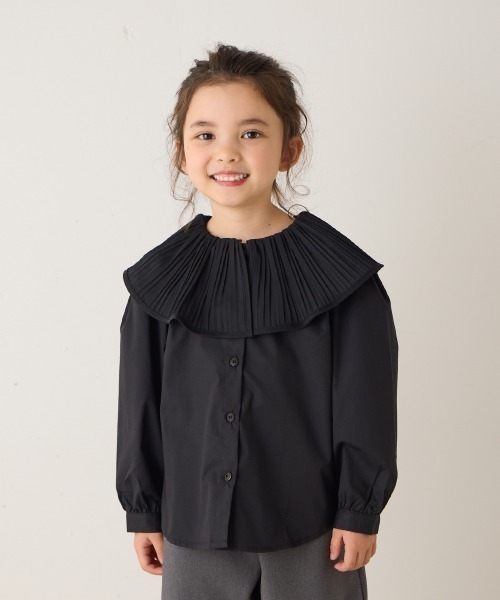 riziere（リジェール）の「プリーツカラーブラウス（シャツ/ブラウス・キッズ・ホワイト/ブラック・90/100/110/120/130/140/150）」の9枚目の写真