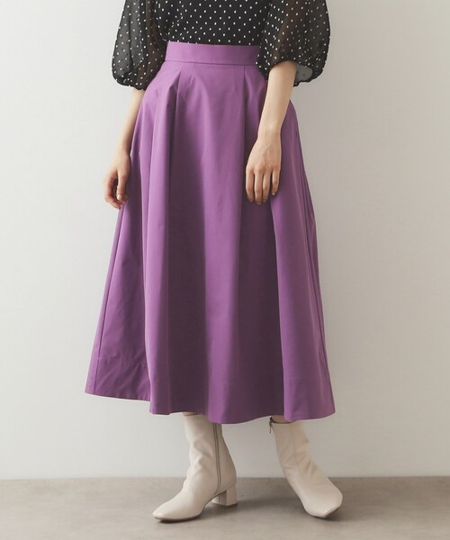 OPAQUE.CLIP（オペークドットクリップ）の「◆メモリータフタ フレアスカート【洗濯機洗い可】（スカート・レディース・ブラック/ブラウン系その他/パープル系・40/38）」の16枚目の写真