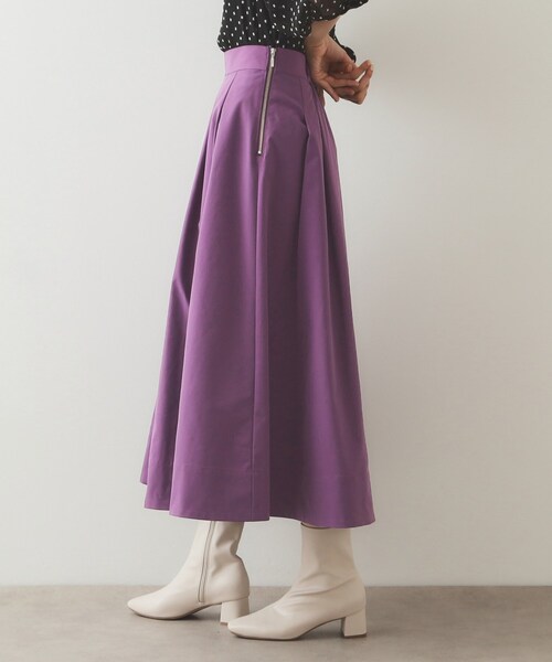 OPAQUE.CLIP（オペークドットクリップ）の「◆メモリータフタ フレアスカート【洗濯機洗い可】（スカート・レディース・ブラック/ブラウン系その他/パープル系・40/38）」の17枚目の写真