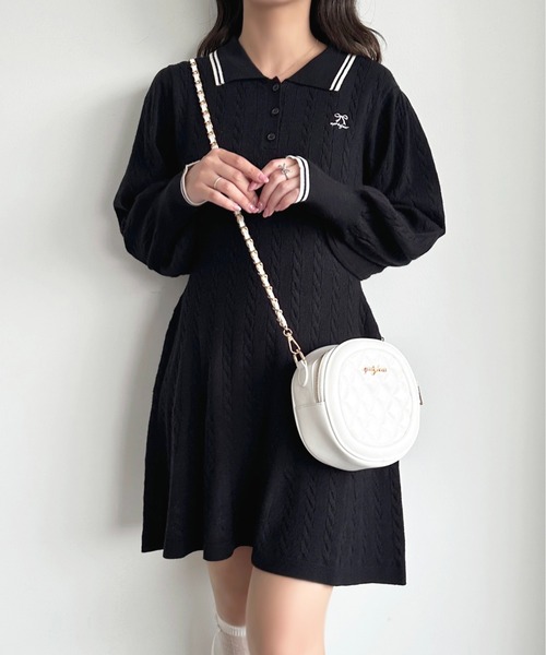 セール】リボンポロニットミニワンピース【ZOZOTOWN限定アイテム