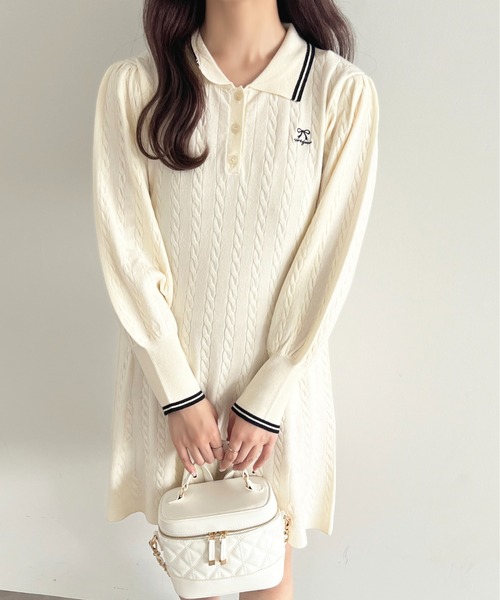 apres jour(アプレジュール)の「リボンポロニットミニワンピース【ZOZOTOWN限定アイテム】(ワンピース・レディース・ブラック/ピンク/アイボリー/ボルドー・X-LARGE/フリー)」の18枚目の写真