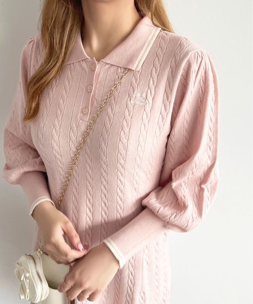 セール】リボンポロニットミニワンピース【ZOZOTOWN限定アイテム