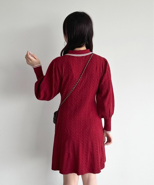 apres jour（アプレジュール）の「リボンポロニットミニワンピース