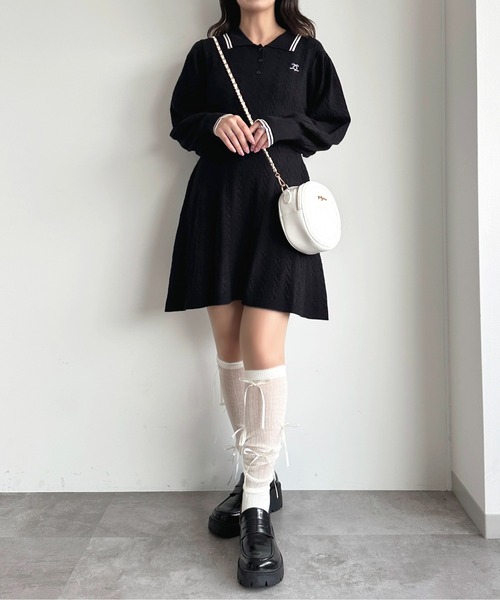 セール】リボンポロニットミニワンピース【ZOZOTOWN限定アイテム