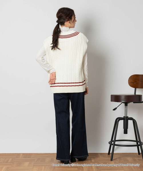 Right-on（ライトオン）の「チルデンニットベスト（ベスト・レディース・ネイビー/オフホワイト・M/L/XL）」の12枚目の写真