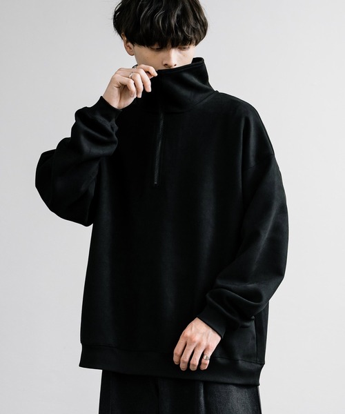 セール】オーバーサイズ カットスエードハーフジッププルオーバー