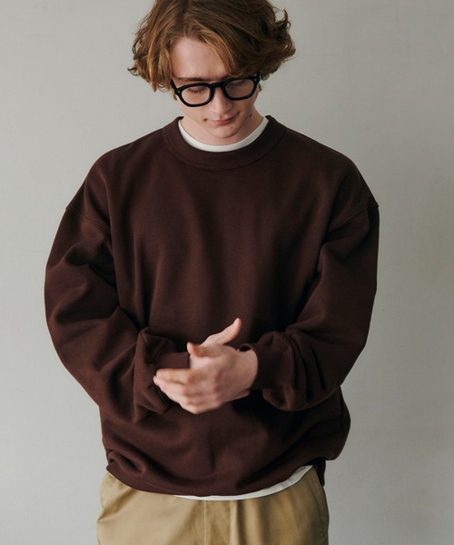MAISON CLUB(メゾンクラブ)の「【MAISON CLUB】12oz Heavy Weight CREWNECK SWEATER / ドロップショルダー・ボリュームスリーブ 裏毛 無地スウェット WILL(スウェット・メンズ・ブラック/アイボリー/グレー/チャコールグレー/ネイビー/ホワイト/ライトグレー/グリーン/ブラウン・M/L)」の7枚目の写真