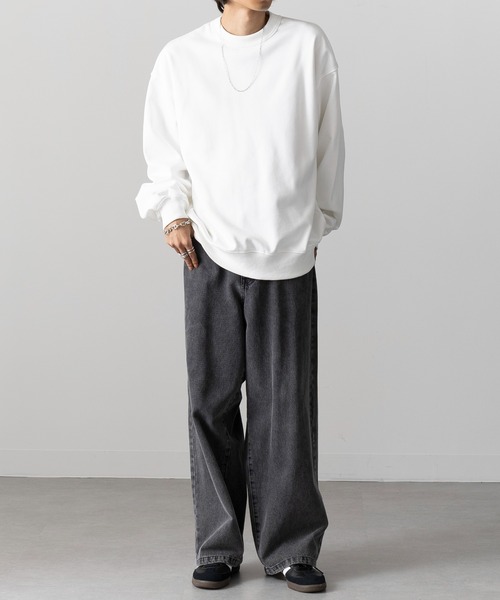 MAISON CLUB（メゾンクラブ）の「【MAISON CLUB】12oz Heavy Weight CREWNECK SWEATER　/ ドロップショルダー・ボリュームスリーブ 裏毛　無地スウェット（スウェット・メンズ・ブラック/アイボリー/グレー/チャコールグレー/ネイビー/ホワイト/ライトグレー・M/L）」の21枚目の写真