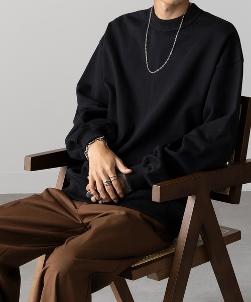 MAISON CLUB（メゾンクラブ）の「【MAISON CLUB】12oz Heavy Weight CREWNECK SWEATER　/ ドロップショルダー・ボリュームスリーブ 裏毛　無地スウェット（スウェット・メンズ・ブラック/アイボリー/グレー/チャコールグレー/ネイビー/ホワイト/ライトグレー・M/L）」の14枚目の写真