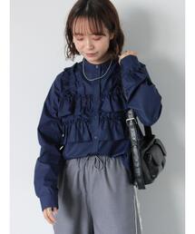 ehka sopo | フリル付バンドカラーシャツ(シャツ/ブラウス)