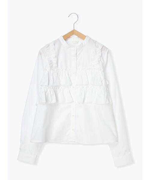 ehka sopo（エヘカソポ）の「フリル付バンドカラーシャツ（シャツ/ブラウス・レディース・ブルー/オフホワイト/ネイビー・F）」の20枚目の写真