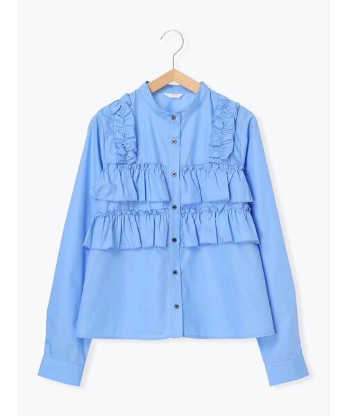 ehka sopo（エヘカソポ）の「フリル付バンドカラーシャツ（シャツ/ブラウス・レディース・ブルー/オフホワイト/ネイビー・F）」の21枚目の写真