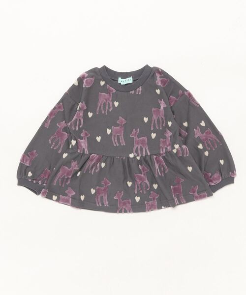 【セール】こじかハートベロアジャカードTシャツ（Tシャツ/カットソー）｜hakka kids（ハッカキッズ） 5,105円