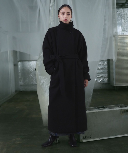 HARE（ハレ）の「ウーリーテック2WAYスタンドコート(HARE)（チェスターコート・レディース・パープル/ライトグレー/ライトブルー/ブラック/ブルー・FREE）」の9枚目の写真