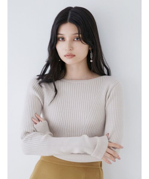 MURUA（ムルーア）の「ヘムラウンドリブニット（ニット/セーター・レディース・グリーン/ブラック/アイボリー・FREE）」の2枚目の写真