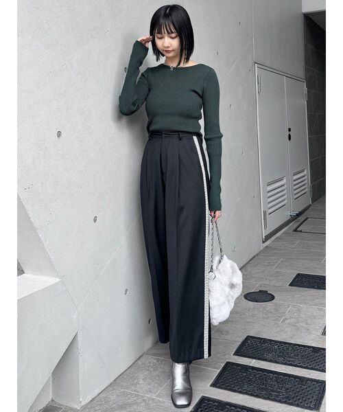 MURUA（ムルーア）の「ヘムラウンドリブニット（ニット/セーター・レディース・グリーン/ブラック/アイボリー・FREE）」の14枚目の写真