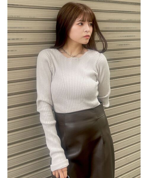 MURUA（ムルーア）の「ヘムラウンドリブニット（ニット/セーター