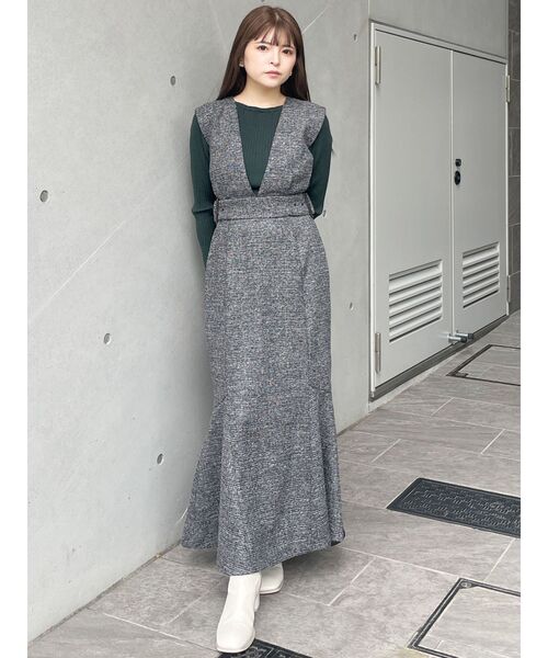 MURUA（ムルーア）の「ヘムラウンドリブニット（ニット/セーター・レディース・グリーン/ブラック/アイボリー・FREE）」の16枚目の写真