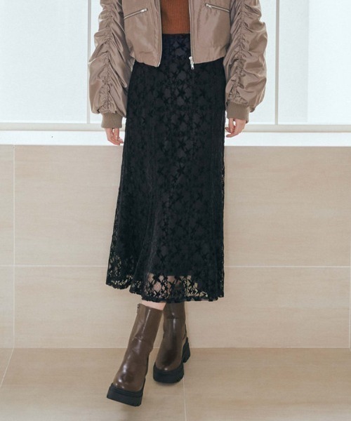 archives（アルシーヴ）の「モールレースマーメイドスカート（スカート・レディース・ブラウン/アイボリー/ブラック・MEDIUM）」の3枚目の写真