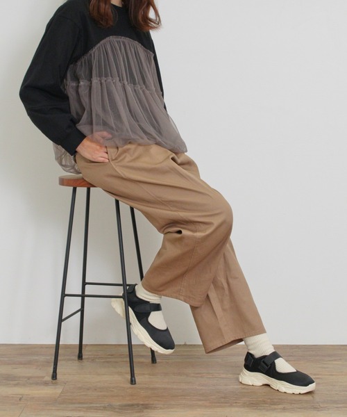 【セール】ツータックワイドチノトラウザー（チノパンツ）｜Samansa Mos2（サマンサ モスモス）
