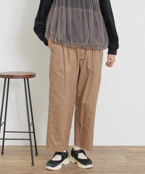 【セール】ツータックワイドチノトラウザー（チノパンツ）｜Samansa Mos2（サマンサ モスモス）