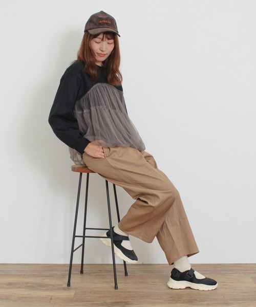 【セール】ツータックワイドチノトラウザー（チノパンツ）｜Samansa Mos2（サマンサ モスモス）