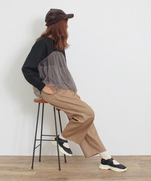 【セール】ツータックワイドチノトラウザー（チノパンツ）｜Samansa Mos2（サマンサ モスモス）