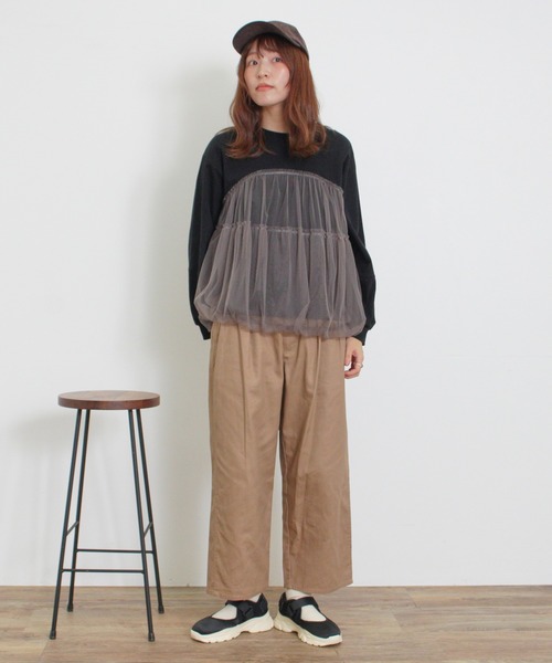 Samansa Mos2(サマンサ モスモス)の「ツータックワイドチノトラウザー(チノパンツ・レディース・ナチュラル/カーキ/ダークベージュ/ダークネイビー・マルチサイズ)」の12枚目の写真