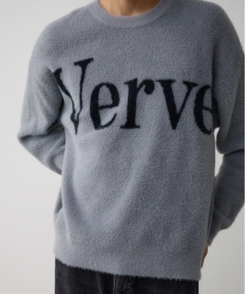 AZUL by moussy(アズールバイマウジー)の「シャギージャガードロゴニット(Tシャツ/カットソー・メンズ・ライトグレー/ブラック/ピンク/グリーン・FREE)」の3枚目の写真