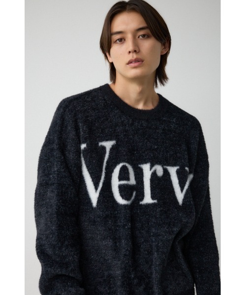 AZUL by moussy(アズールバイマウジー)の「シャギージャガードロゴニット(Tシャツ/カットソー・メンズ・ライトグレー/ブラック/ピンク/グリーン・FREE)」の5枚目の写真